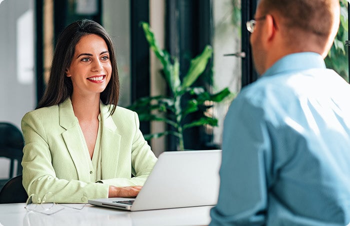 two people in a meeting